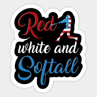 Patriotic Red, White, & Softball Fourth of July American Sticker